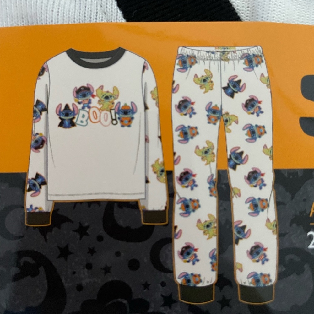Disney women’s Pajama Set - White with Colorful Cartoon Characters